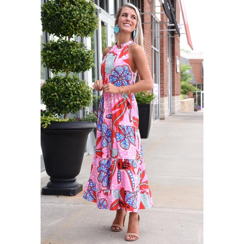 Sunday Up colorful tiered midi dress
